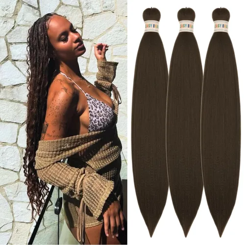 Miniatura 74 de Pelo corto negro trenzado preestirado de 14 pulgadas para trenzas sin nudos, pelo sintético 1B trenzado para trenzas Bob Box
