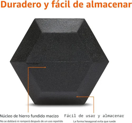 Miniatura 3 de Amazon Basics Rubber Hex Dumbbell Hand