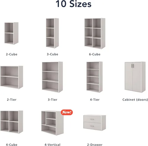 Miniatura 14 de Homes: Inside + Out Apexa - Estantería organizadora de almacenamiento de 2 cubos, estantería apilable de madera para cubos para organización