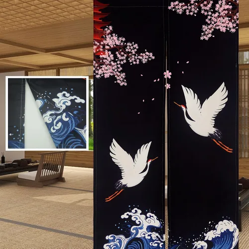 Miniatura 18 de LIGICKY Cortinas Noren estilo japonés para puerta, gruesas, largas, impresas, tapices colgantes para decoración del hogar, 33.5 x 47.2 pulgadas