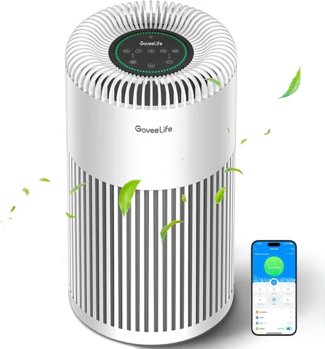 GoveeLife Purificador de aire inteligente para el hogar, habitación grande de hasta 1524 pies cuadrados, con filtro lavable, sensor de calidad del
