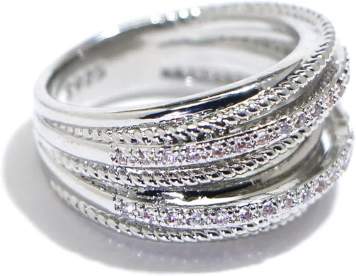 Miniatura 6 de Anillo de plata de ley 925 con circonita cúbica brillante, anillo de compromiso de eternidad para mujer (código 6 de EE. UU.)
