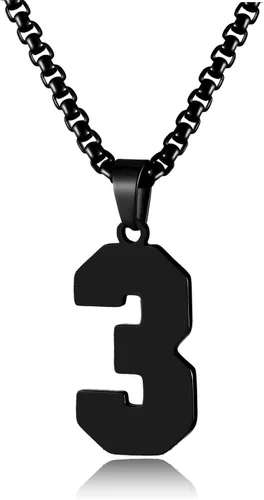 Miniatura 34 de Collar de Número Dorado para Hombre, Cadena de Acero Inoxidable con Colgante de Número para Atletas, Joyería Deportiva Personalizada para Niños