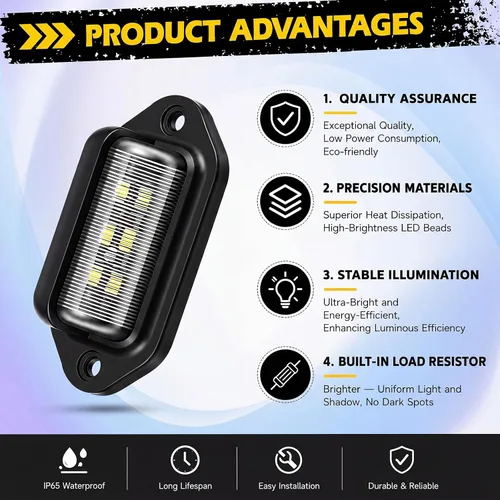 Miniatura 4 de Mudder Paquete de 8 luces LED de matrícula de 12 V, 6 LED, impermeables, luces traseras para camión, SUV, remolque, RV, camiones y barcos