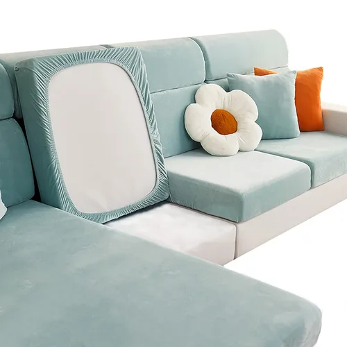 Miniatura 14 de Fundas de cojín de terciopelo para sofá, funda de cojín de alta elasticidad universal para sofá de 4/3/2/1 plazas, protector de muebles Beige