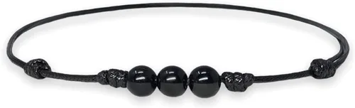 Miniatura 7 de Collar de perlas de turmalina anudadas con cordón de nailon de cera ajustable, gargantilla de cristal unisex de buena suerte con cuentas