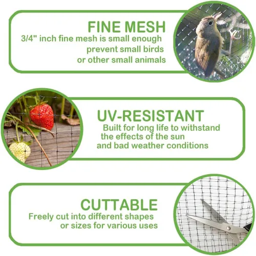 Miniatura 5 de Red de jardín de malla de 3/4 pulgadas para protección de plantas, malla de ciervos contra pájaros, ardillas, conejos, mapaches y más, protege