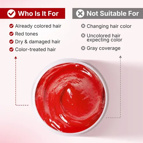 Miniatura 3 de Karseell Acondicionador Depositante de Color Mascarilla Capilar Roja Potenciador de Color, Hidrata y Realza los Tonos Rojos para Cabello Tratado