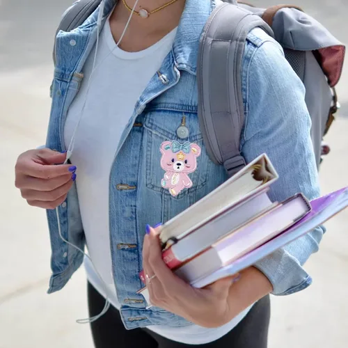 Miniatura 4 de 6 parches bordados de animales lindos para planchar con diseño de unicornio, oso, conejo, elefante, azul y rosa, accesorios de bricolaje para ropa