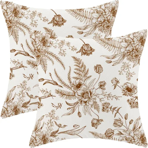 Miniatura 8 de CXMEIFLY Juego de 2 fundas de almohada de hojas florales de primavera de 16 x 16 pulgadas, para decoración de flores chinoiserie, almohadas