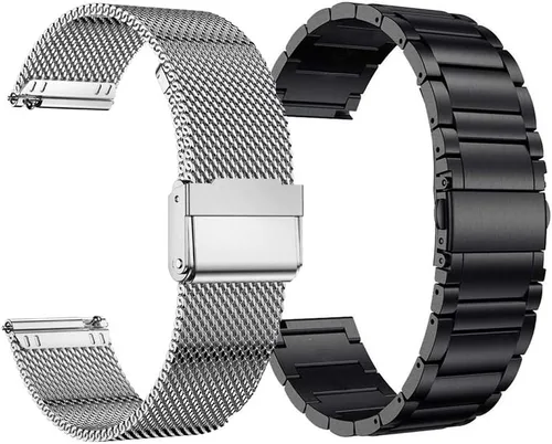 Miniatura 8 de Correas de reloj de 0.866 in compatibles con Fossil Gen 6/5/4, pulsera de metal sólido y correa de bucle milanesa tejida de malla