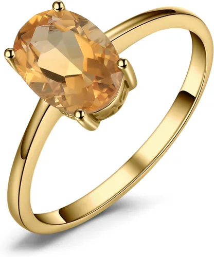 Miniatura 9 de JewelryPalace Anillos de compromiso solitarios de plata de ley 925 chapados en oro de 14 quilates con piedra natal de topacio azul citrino y piedras