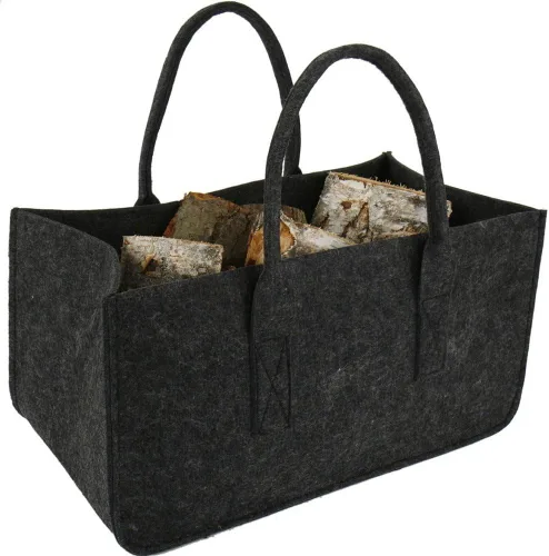 Miniatura 4 de Bolsa para leña plegable para leña, con mango (Negro)