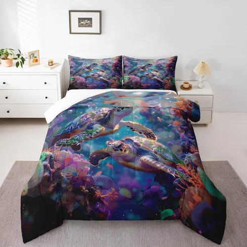 Miniatura 9 de Octopus - Juego de edredón para niños, tamaño matrimonial, nubes oscuras, olas del océano, juego de ropa de cama retro trippy decoración de Rojo