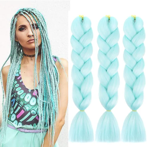 Miniatura 49 de Xiaofeng Extensiones de cabello trenzado coloridas Ombre de 61 cm, 3 unidades, trenzas Jumbo de alta temperatura para trenzas en zigzag y trenzas