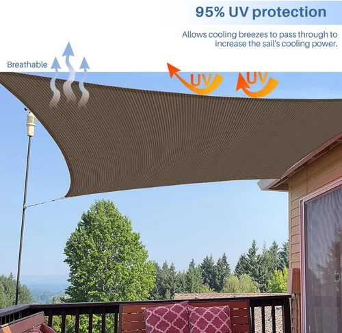 Miniatura 5 de E&K Sunrise - Toldo parasol rectangular de 12 x 14 pies, bloquea los rayos UV, para pérgola, patio, jardín al aire libre (marrón)