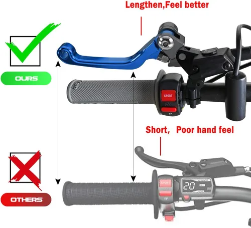 Miniatura 3 de 2 palancas de embrague azul, para moto de cross eléctrica de aluminio izquierda y derecha, ajustable, plegable, freno de mano, repuesto para Sur Ron