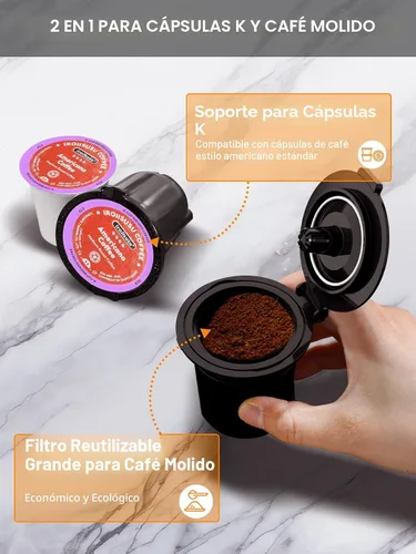 Miniatura 3 de Cafetera pequeña de una sola porción, preparación rápida para K-Cup y café molido, tamaños de preparación de 6 a 12 onzas, cafetera de una sola taza