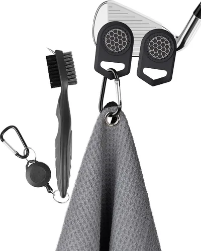 BIG TEETH Toalla de golf de microfibra magnética, toalla de golf con clip, toallas de golf para bolsas de golf, hombres