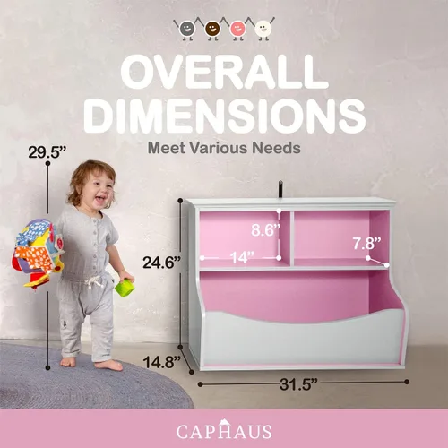 Miniatura 2 de CAPHAUS Organizador de almacenamiento de juguetes para niños, cubículo de almacenamiento abierto, gabinete multifuncional de almacenamiento de B.