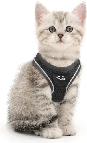 Miniatura 20 de TwoEar Arnés de gato a prueba de escape, suave chaleco ajustable para perro, de malla transpirable, chaqueta reflectante de fácil control para Negro