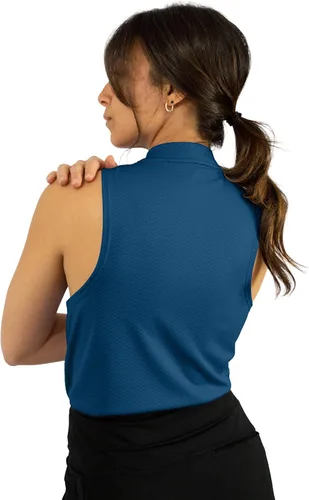 Miniatura 4 de Three Sixty Six Polo de golf sin mangas para mujer, sin cuello, con cremallera, de secado rápido, para mujer