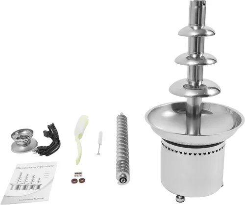 Miniatura 3 de Fuente de fondue de chocolate de 5 niveles, calentador eléctrico de acero inoxidable para derretir chocolate, máquina de fusión calentada, capacidad