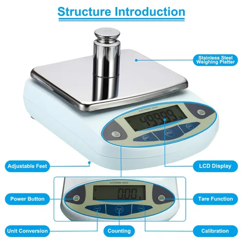Miniatura 3 de PATIKIL Báscula de laboratorio de 35.27 oz x 0.00 oz, balanza analítica electrónica de alta precisión sensible, báscula de precisión digital
