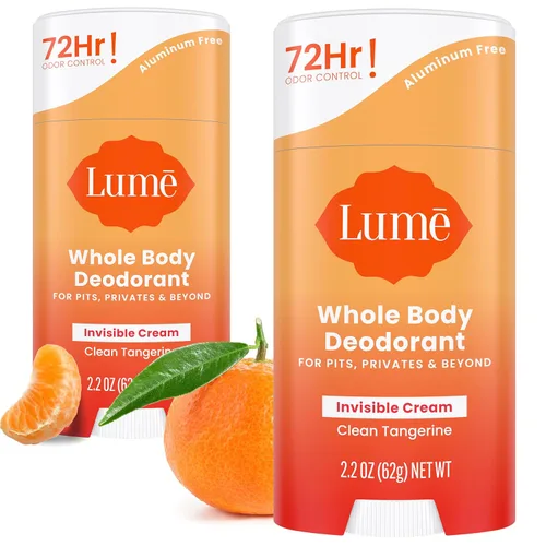 Lume Desodorante para Todo el Cuerpo - Barra de Crema Invisible - Control de Olor por 72 Horas - Sin Aluminio, Sin Bicarbonato de Sodio, Seguro para