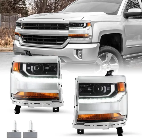 Miniatura 13 de SOCKIR Conjunto de faros delanteros HID/Xenon para Chevy Silverado 1500/2019 Chevy Silverado 1500/2019 Chevy Silverado 1500 LD 2016 2017 2018