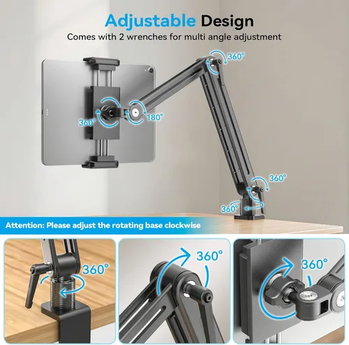 Miniatura 6 de Jakeko Soporte para brazo de monitor portátil, diseño de aluminio con ultraestabilidad y alta capacidad de carga