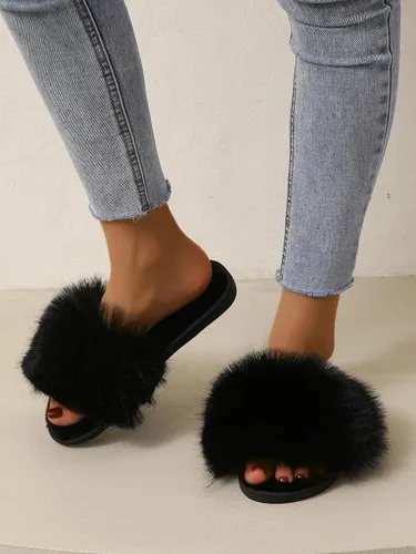 Miniatura 4 de OYOANGLE Pantuflas de verano acogedoras con puntera abierta para dormitorio, para interiores y exteriores