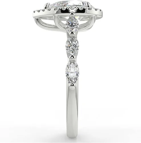 Miniatura 13 de WSX - Anillo de compromiso de oro de 10/14/18 quilates de 2 quilates para mujer, diseño de lágrima personalizada, moissanita, promesa de boda