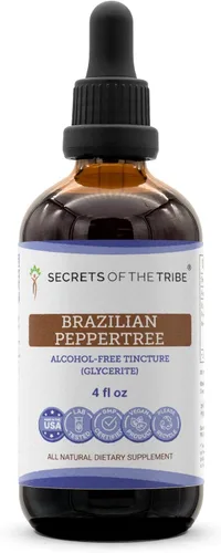 Secrets of the Tribe Extracto sin alcohol de tintura de peppera brasileña, (Schinus terebinthifolius) Fruta seca (4 onzas líquidas)