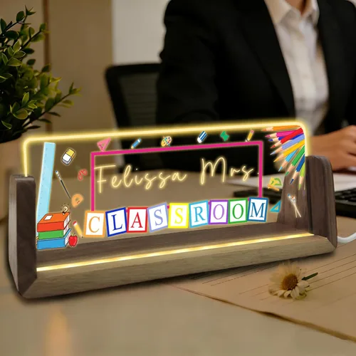Miniatura 9 de Placa de nombre de escritorio personalizada con logotipo, placa acrílica iluminada personalizada para escritorio, regalos de oficina personalizados