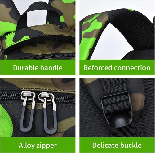 Miniatura 6 de Juego de mochila de camuflaje con bolsa de almuerzo, ligera, impermeable, mochila escolar para niños y niñas
