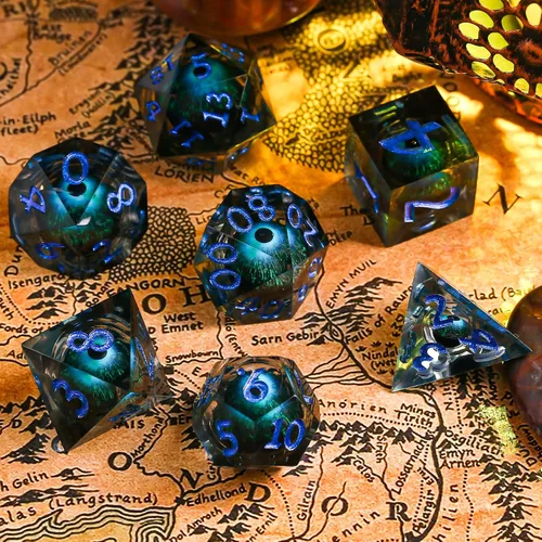 Miniatura 5 de Sharp Edge - Juego de dados DND, juego de dados de globo ocular DND, dados de ojo de dragón de núcleo líquido para juegos de mesa de rol