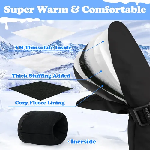 Miniatura 33 de Sarfel Manoplas para niños pequeños, guantes impermeables de nieve y esquí para niños, guantes de invierno para bebés con Thinsulate