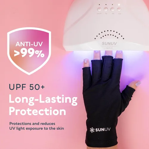 Miniatura 5 de SUNUV Lámpara de uñas LED UV, guantes de luz UV para uñas de gel, guantes sin dedos con protección UV, secador de uñas para lámpara de curado