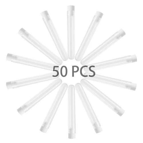 50 tubos de ensayo de plástico, tubo de ensayo transparente de 0.630 x 3.937 in con tapas para laboratorio, almacenamiento, plantas, cuentas, fiesta