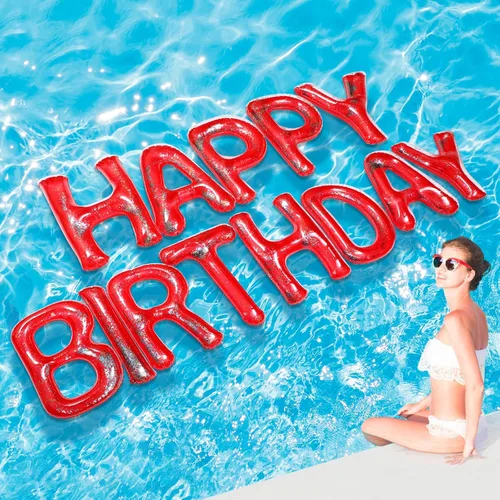 Miniatura 17 de Shappy Globos flotantes grandes de letras flotantes de 20 pulgadas con puntos adhesivos, decoraciones inflables de piscina para fiesta de cumpleaños