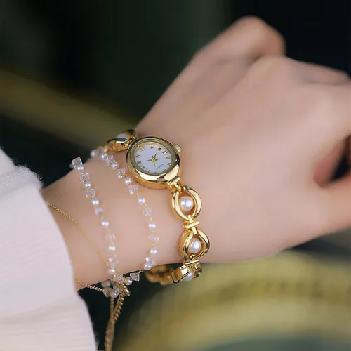 Miniatura 4 de BESTKANG Elegante reloj de pulsera vintage dorado para mujer, reloj de cuarzo con esfera ovalada, reloj de pulsera impermeable para mujer