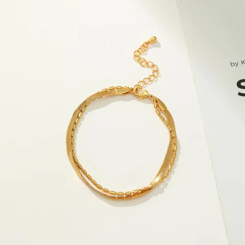 Miniatura 7 de Caenyo Pulseras de oro para mujer, chapadas en oro de 14 quilates, pulseras de espiga cubanas en capas, pulsera ajustable de cadena de perlas