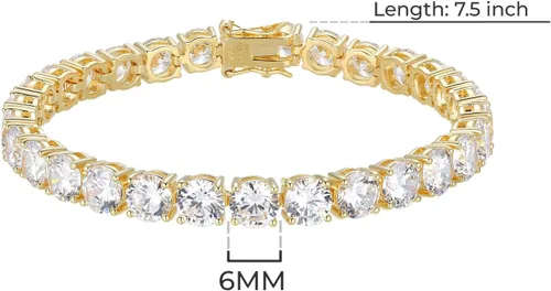 Miniatura 4 de Tienda Essentials Brazalete de tenis de plata de ley con circonia cúbica de corte redondo