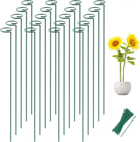 Joyhalo Paquete de 20 Estacas de Soporte para Plantas de 36 Pulgadas, Estacas para Plantas, Estacas para Flores con 24 Lazos de Torsión, Palos de