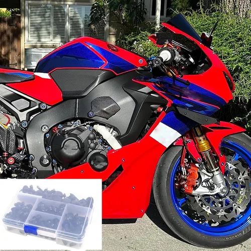 Miniatura 2 de Worldmotop Kit de tornillos de carenado, tuercas, sujetadores universales compatibles con Yamaha Honda Kawasaki Suzuki BMW, Kit de tornillos Negro