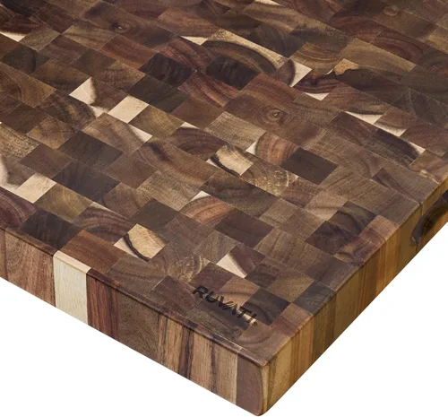 Miniatura 4 de Ruvati RVA2445ACA Tabla de cortar grande de madera maciza con bloque de carnicero de acacia de grano final de 17 x 16 x 2 pulgadas de grosor