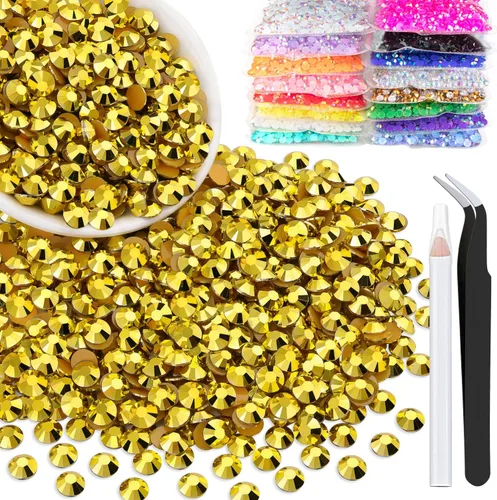 Miniatura 61 de 5000 piezas de diamantes de imitación de resina de 0.118 pulgadas a granel, color verde oscuro AB con parte trasera plana, diamantes de imitación