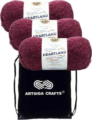Miniatura 12 de Lion Brand Heartland Capitol Reef 136-140 (3 cadejos - mismo lote de tinte) Hilo estambre medio #4 acrílico para crochet y tejer con bolsa