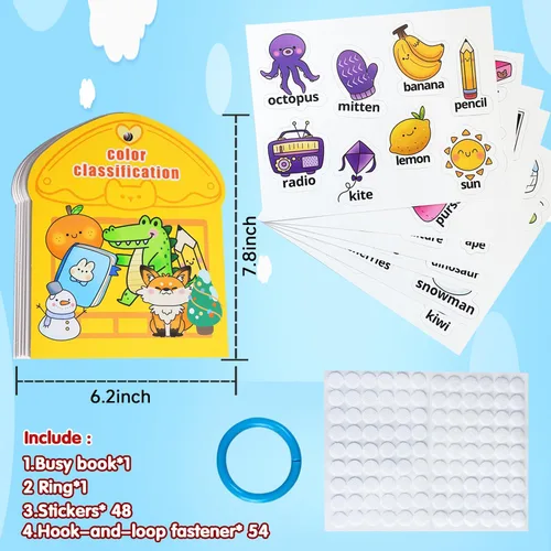 Miniatura 7 de Montessori Busy Book - Juguetes de clasificación de colores para niños pequeños de 3 a 5 años, juguetes educativos para autismo, actividades